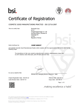 ISO 인증 22716 CGMP